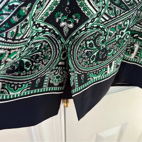 MICHAEL Michael Kors Green Paisley Blazer with Navy Trim - Picture 7 of 10